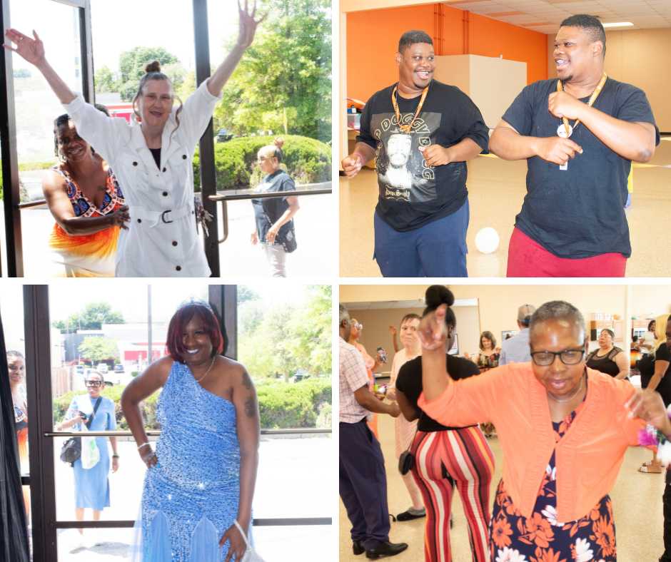 Adults with disabilities celebrating with a prom dance